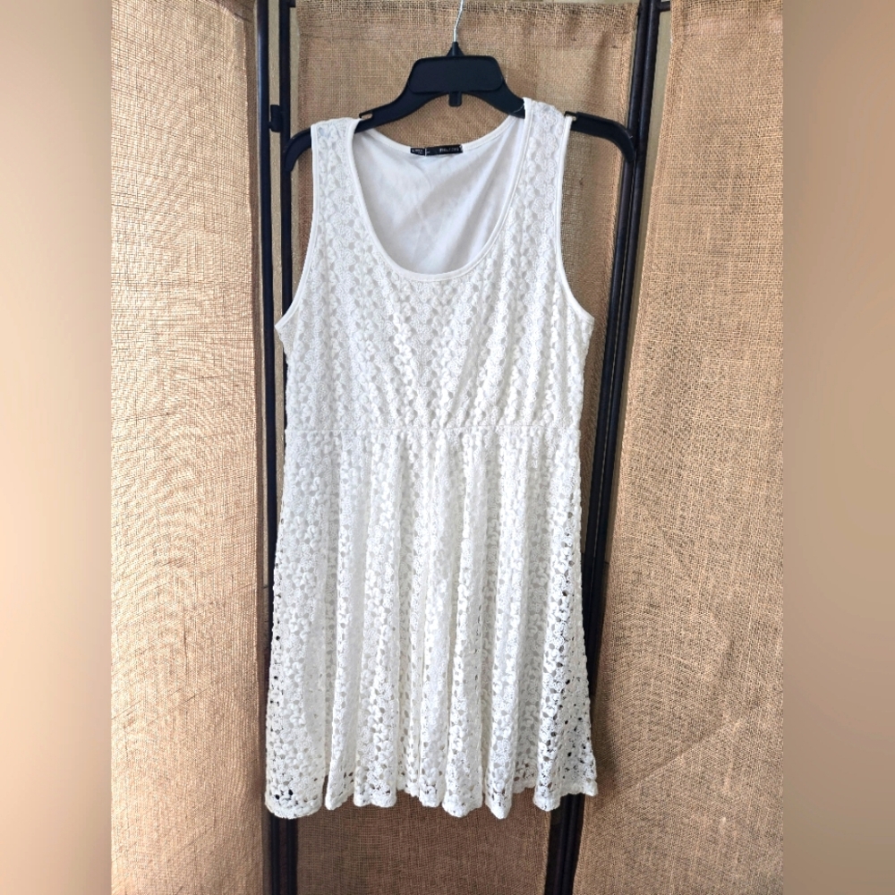 Women's Maurices White Sleeveless Lace Dress Lined Size XL